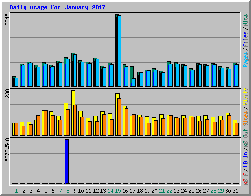 Daily usage for January 2017