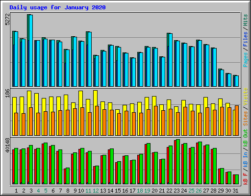 Daily usage for January 2020