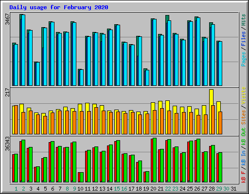Daily usage for February 2020