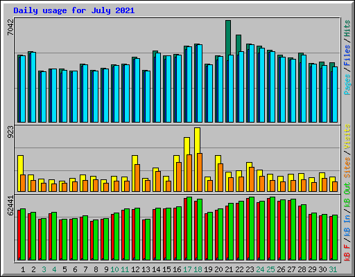 Daily usage for July 2021