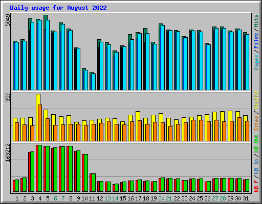 Daily usage for August 2022