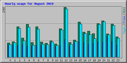 Hourly usage for August 2019